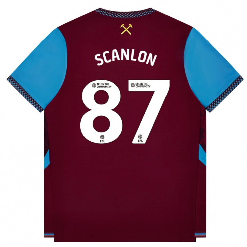 Danxen Uomo Maglia Joe Scanlon #87 Borgogna Blu Fiordaliso Kit Gara Home 2026/27 Maglietta