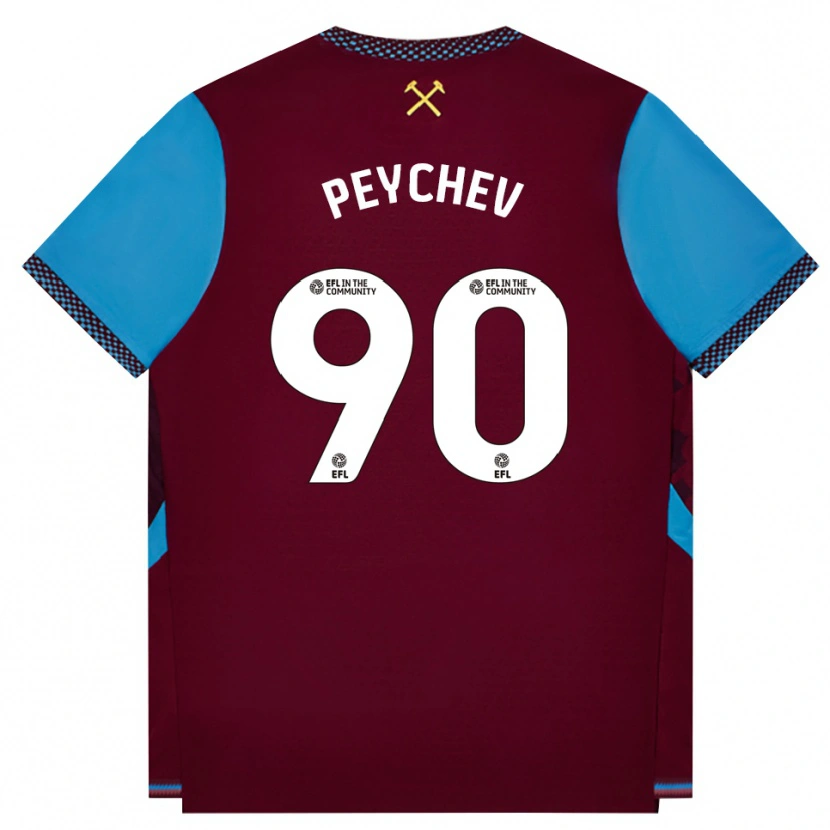 Danxen Uomo Maglia Martin Peychev #90 Borgogna Blu Fiordaliso Kit Gara Home 2026/27 Maglietta