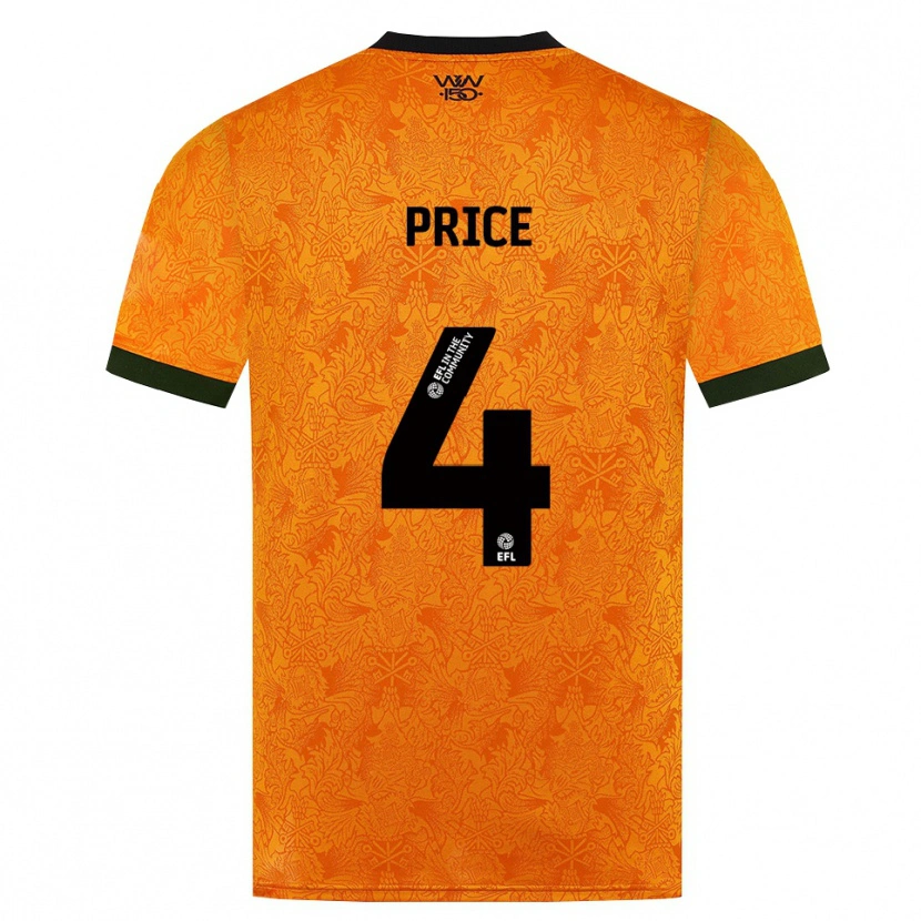 Danxen Uomo Maglia Anna Price #4 Arancione Nero Kit Gara Home 2026/27 Maglietta