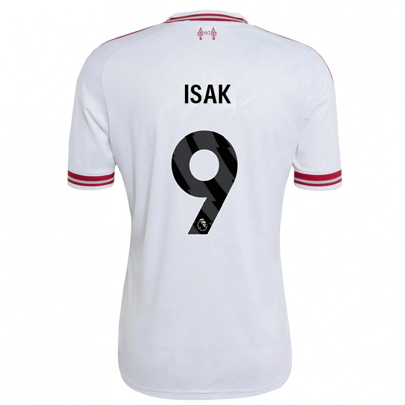 Danxen Uomo Maglia Alexander Isak #9 Rosso Bianco Kit Gara Away 2026/27 Maglietta