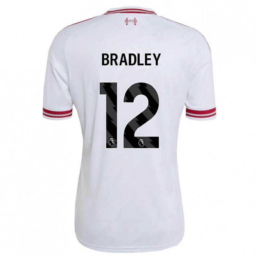 Danxen Uomo Maglia Conor Bradley #12 Rosso Bianco Kit Gara Away 2026/27 Maglietta