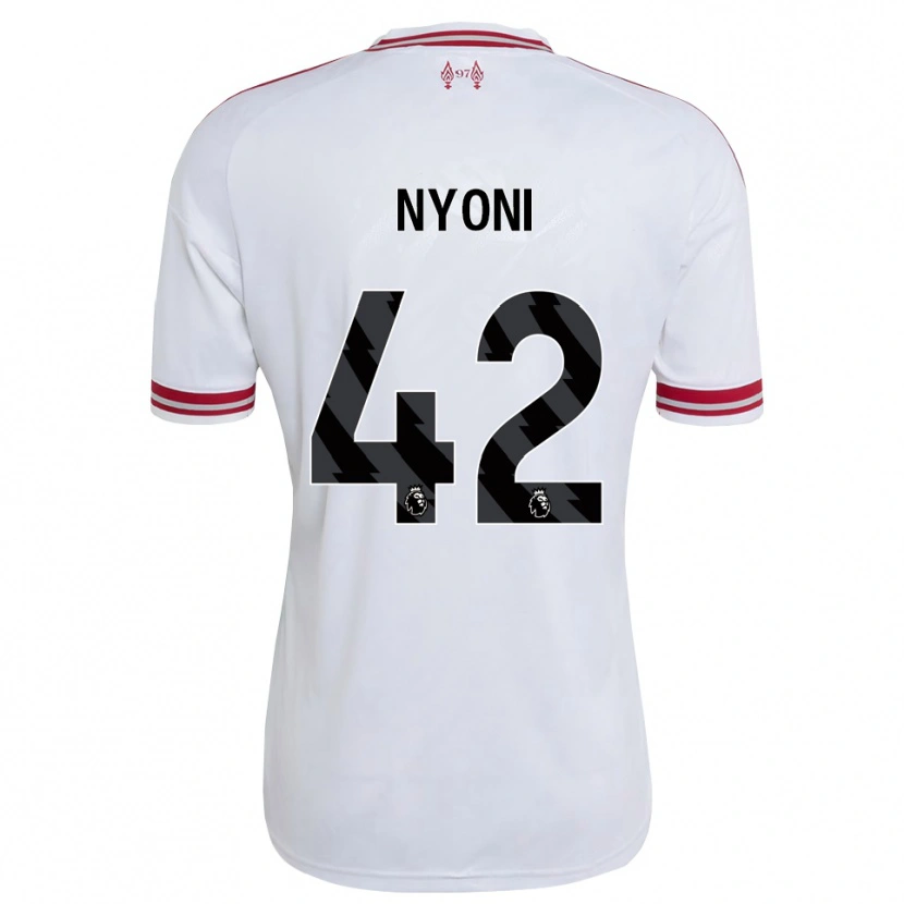 Danxen Uomo Maglia Trey Nyoni #42 Rosso Bianco Kit Gara Away 2026/27 Maglietta