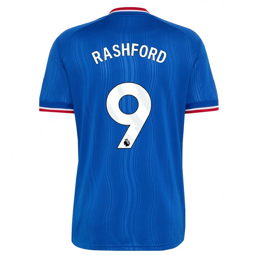 Danxen Uomo Maglia Marcus Rashford #9 Blu Bianco Rosso Kit Gara Away 2026/27 Maglietta