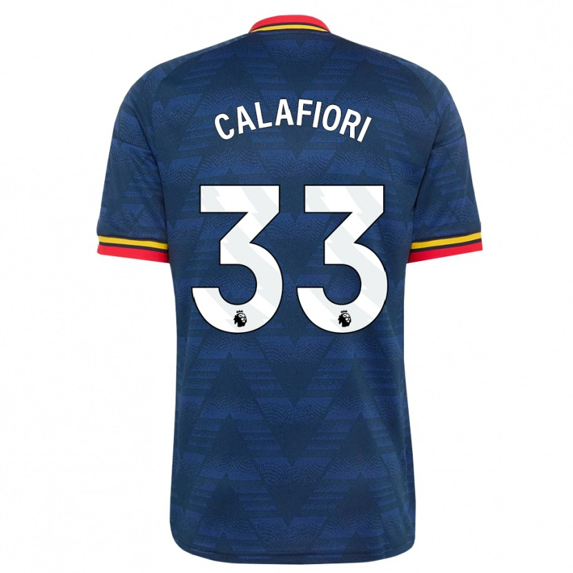 Danxen Uomo Maglia Riccardo Calafiori #33 Blu Notte Giallo Rosso Kit Gara Away 2026/27 Maglietta