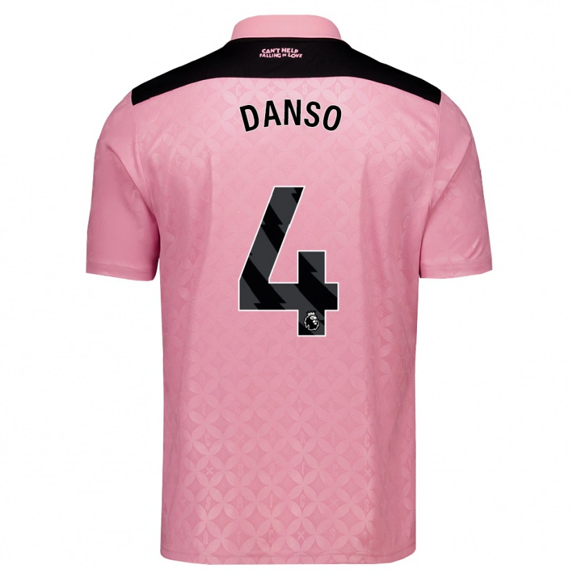 Danxen Uomo Maglia Kevin Danso #4 Rosa Chiaro Nero Kit Gara Away 2026/27 Maglietta