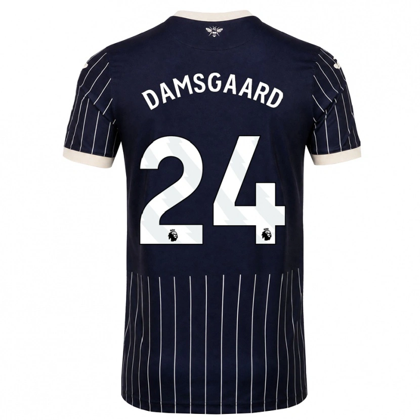 Danxen Uomo Maglia Mikkel Damsgaard #24 Bianco Nero Kit Gara Away 2026/27 Maglietta