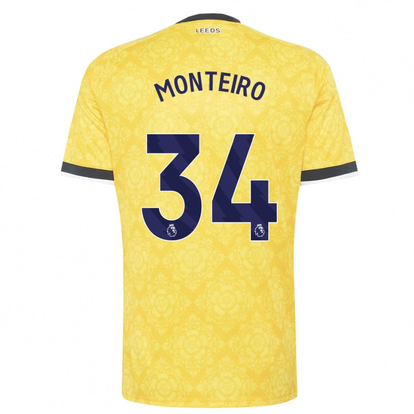 Danxen Uomo Maglia Diogo Monteiro #34 Giallo Bianco Nero Kit Gara Away 2026/27 Maglietta