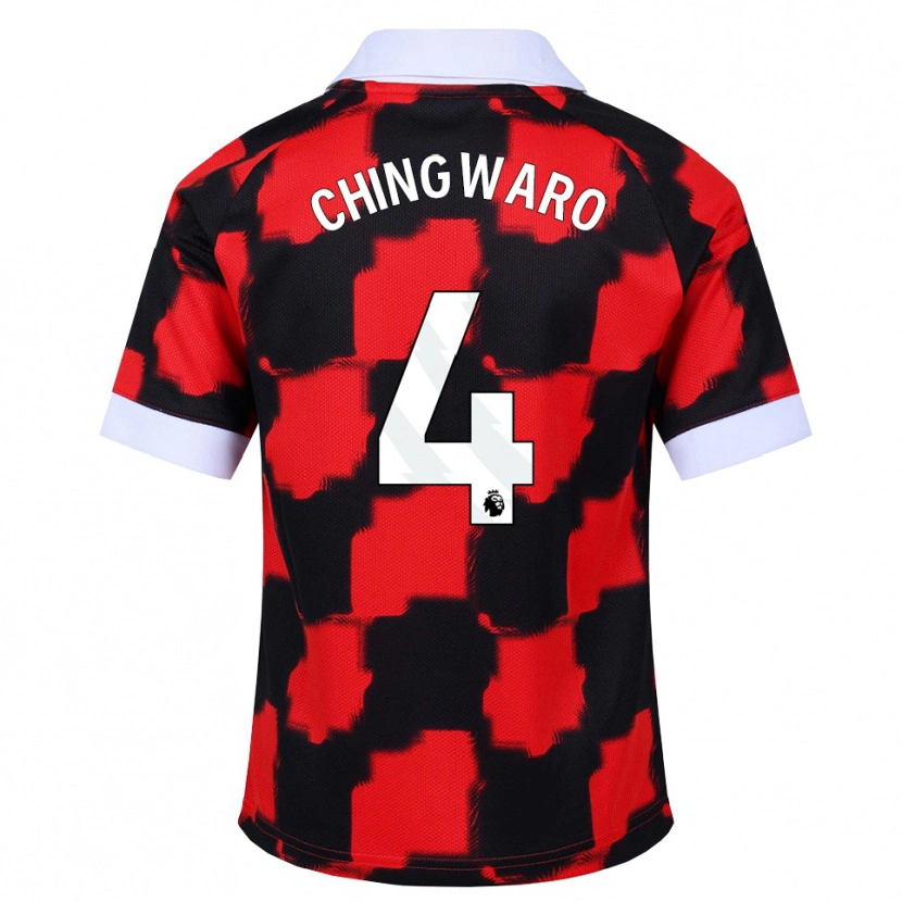 Danxen Uomo Maglia Seth Chingwaro #4 Rosso Bianco Nero Kit Gara Away 2026/27 Maglietta