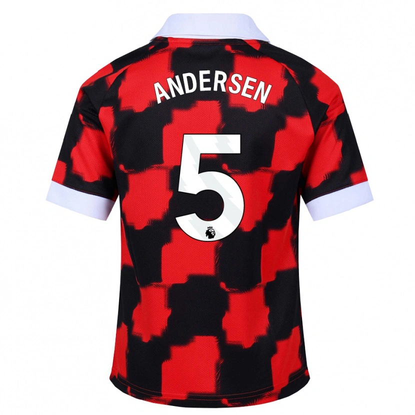 Danxen Uomo Maglia Joachim Andersen #5 Rosso Bianco Nero Kit Gara Away 2026/27 Maglietta