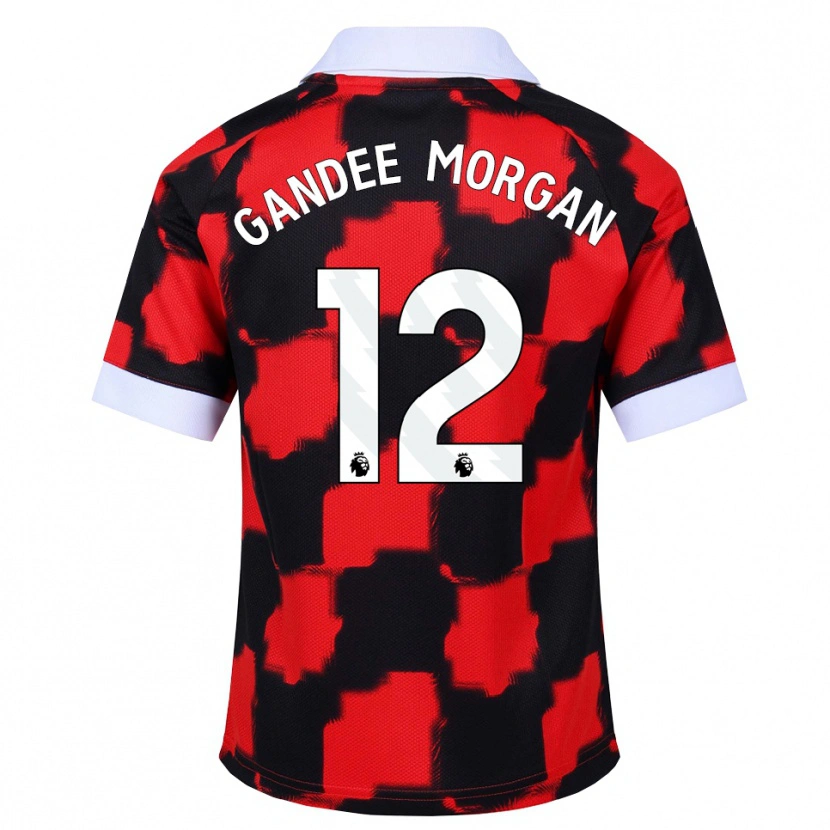Danxen Uomo Maglia Stella Gandee Morgan #12 Rosso Bianco Nero Kit Gara Away 2026/27 Maglietta