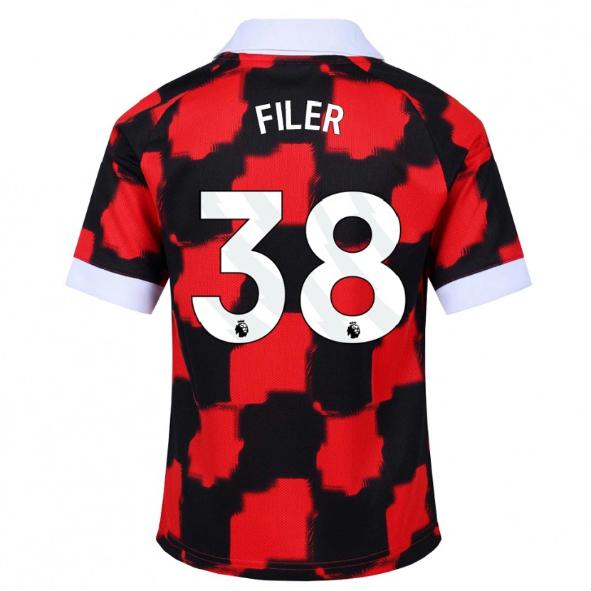 Danxen Uomo Maglia Maddie Filer #38 Rosso Bianco Nero Kit Gara Away 2026/27 Maglietta