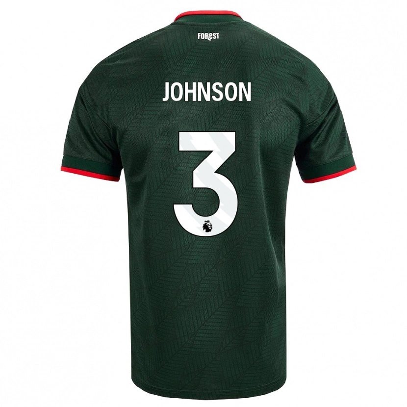 Danxen Uomo Maglia Nat Johnson #3 Verde Scuro Rosso Kit Gara Away 2026/27 Maglietta