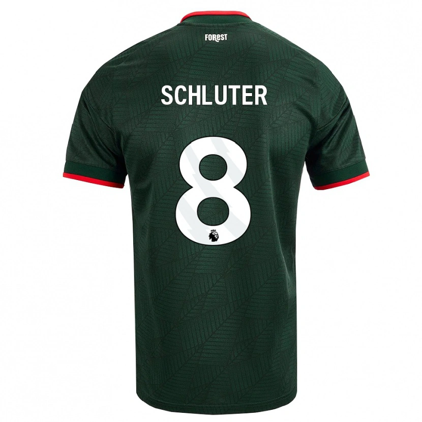 Danxen Uomo Maglia Gabriel Schluter #8 Verde Scuro Rosso Kit Gara Away 2026/27 Maglietta