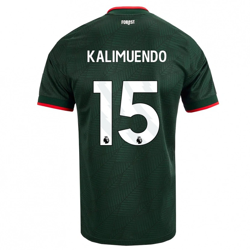 Danxen Uomo Maglia Arnaud Kalimuendo #15 Verde Scuro Rosso Kit Gara Away 2026/27 Maglietta