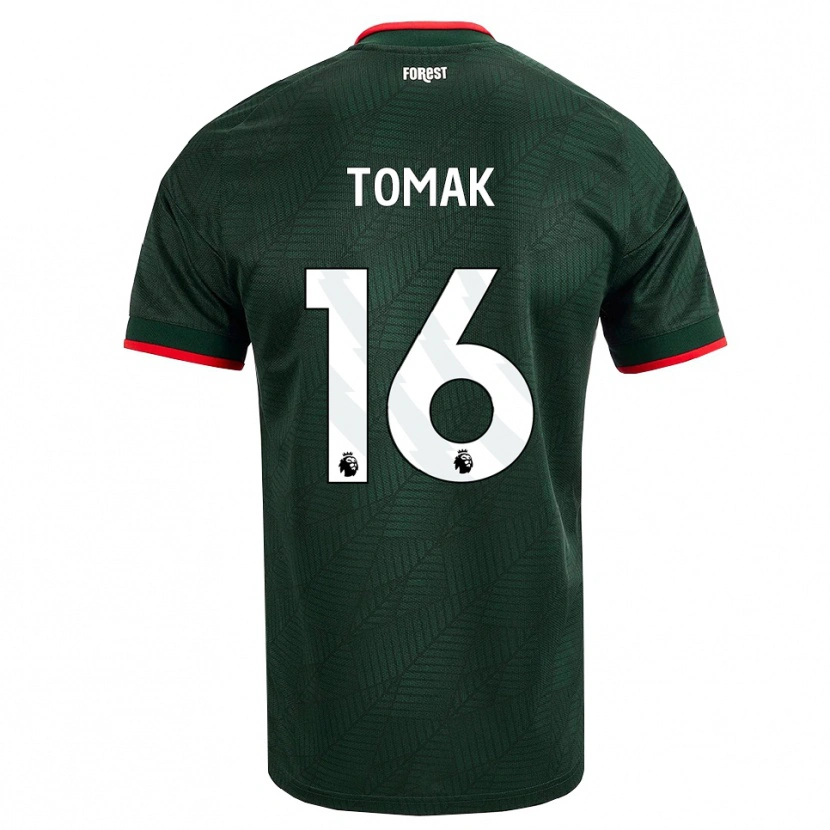 Danxen Uomo Maglia Jaxon Tomak #16 Verde Scuro Rosso Kit Gara Away 2026/27 Maglietta