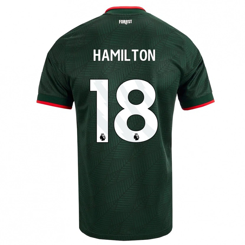 Danxen Uomo Maglia Caragh Hamilton #18 Verde Scuro Rosso Kit Gara Away 2026/27 Maglietta