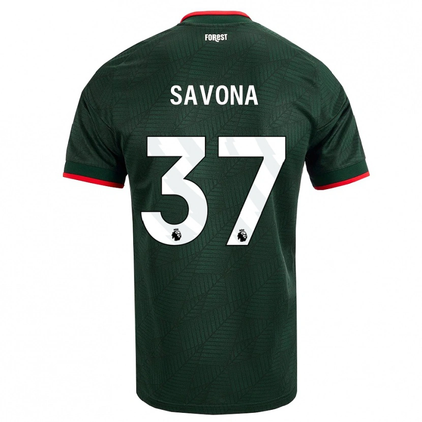 Danxen Uomo Maglia Nicolò Savona #37 Verde Scuro Rosso Kit Gara Away 2026/27 Maglietta