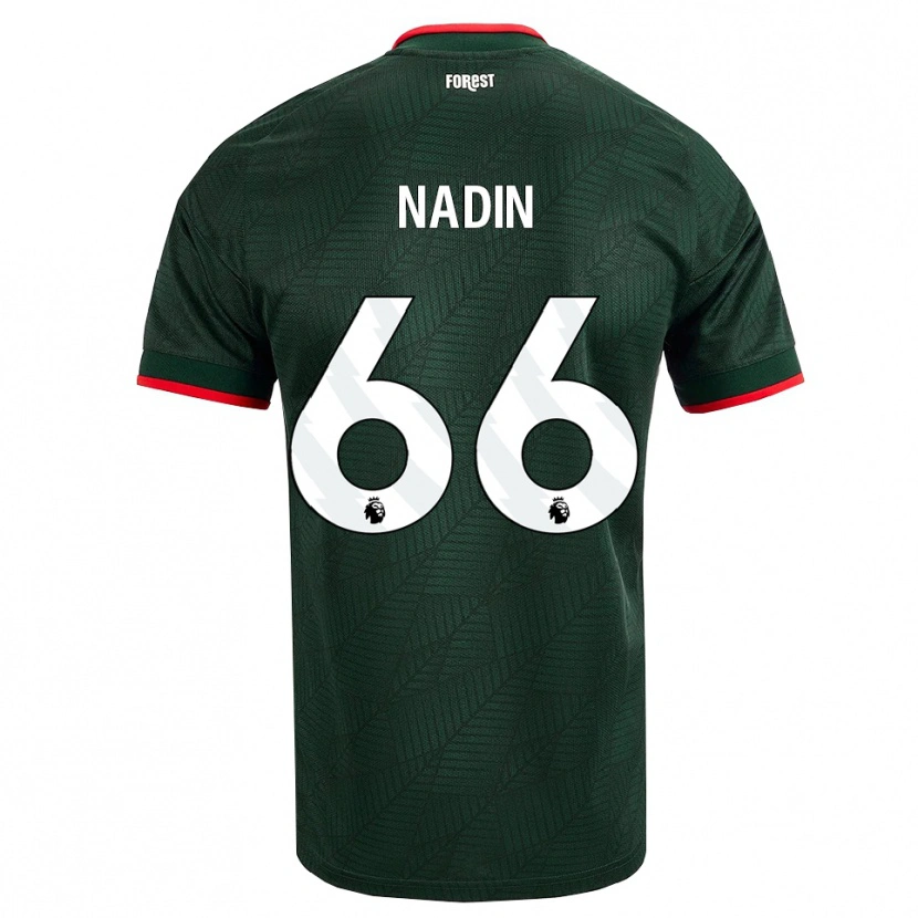 Danxen Uomo Maglia Jack Nadin #66 Verde Scuro Rosso Kit Gara Away 2026/27 Maglietta