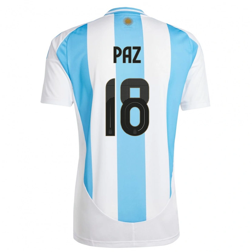 Danxen Bambino Maglia Argentina Nico Paz #18 Bianco Blu Kit Gara Home 24-26 Maglietta