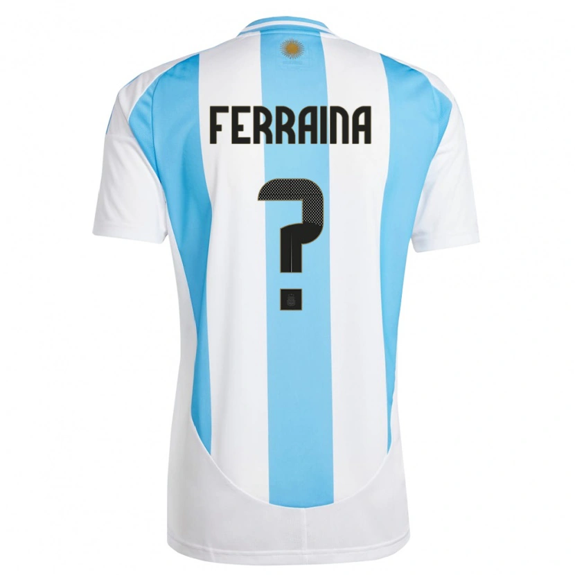 Danxen Bambino Maglia Argentina Giovanni Ferraina #0 Bianco Blu Kit Gara Home 24-26 Maglietta