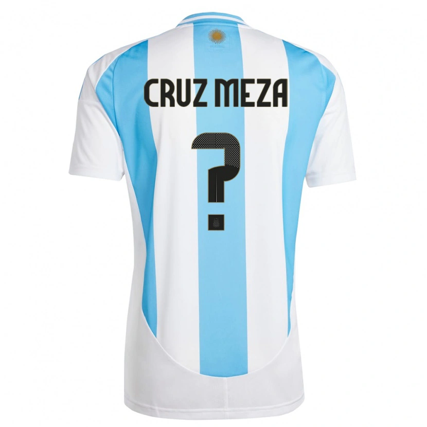 Danxen Bambino Maglia Argentina Juan Cruz Meza #0 Bianco Blu Kit Gara Home 24-26 Maglietta