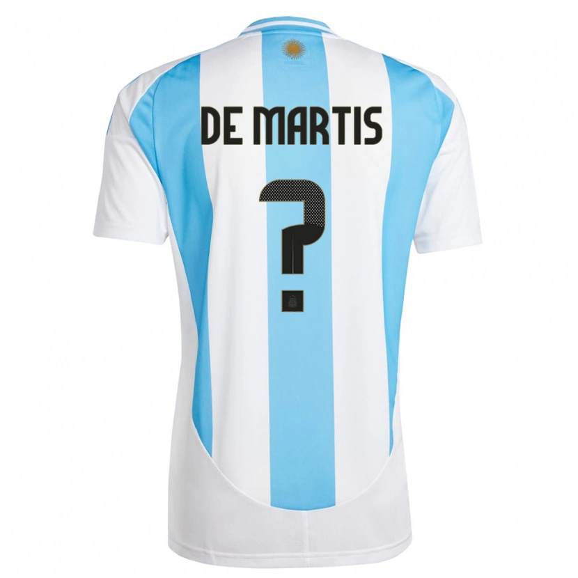 Danxen Bambino Maglia Argentina Thomás De Martis #0 Bianco Blu Kit Gara Home 24-26 Maglietta