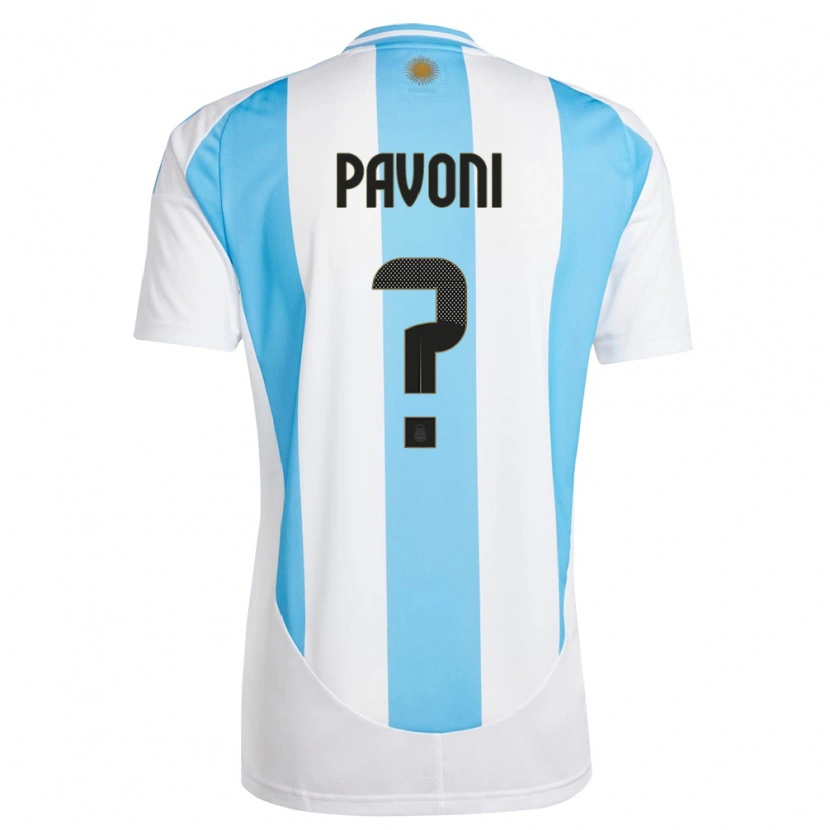 Danxen Bambino Maglia Argentina Gino Pavoni #0 Bianco Blu Kit Gara Home 24-26 Maglietta