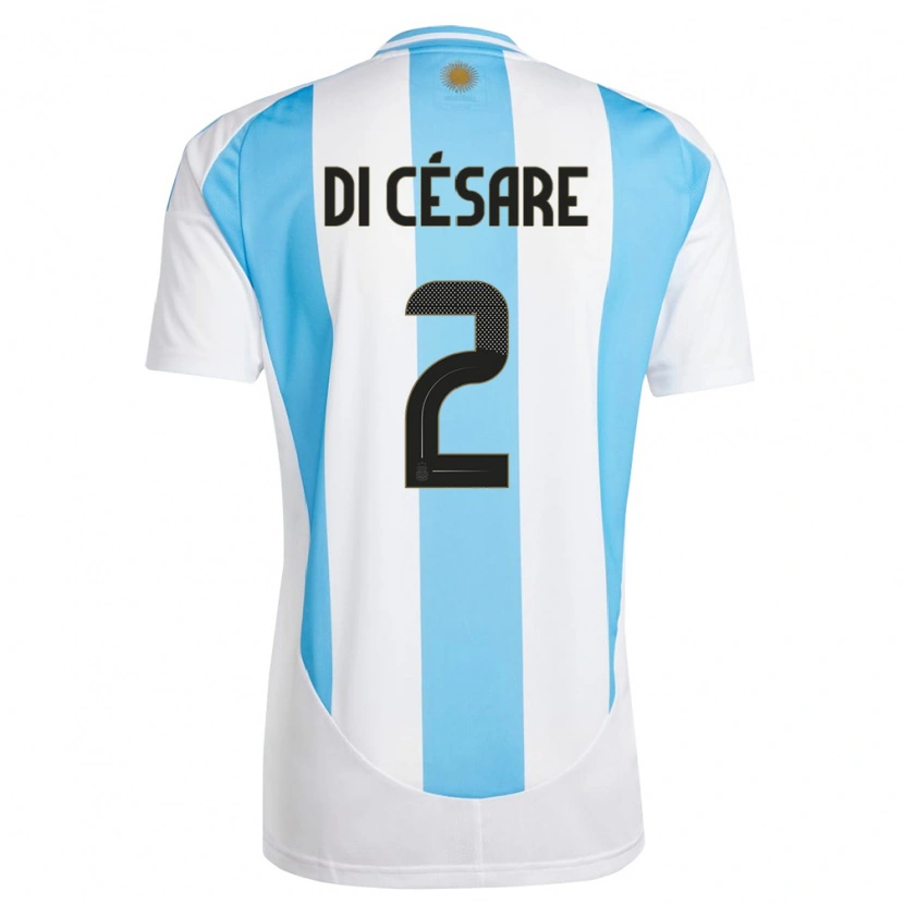 Danxen Bambino Maglia Argentina Marco Di Césare #2 Bianco Blu Kit Gara Home 24-26 Maglietta