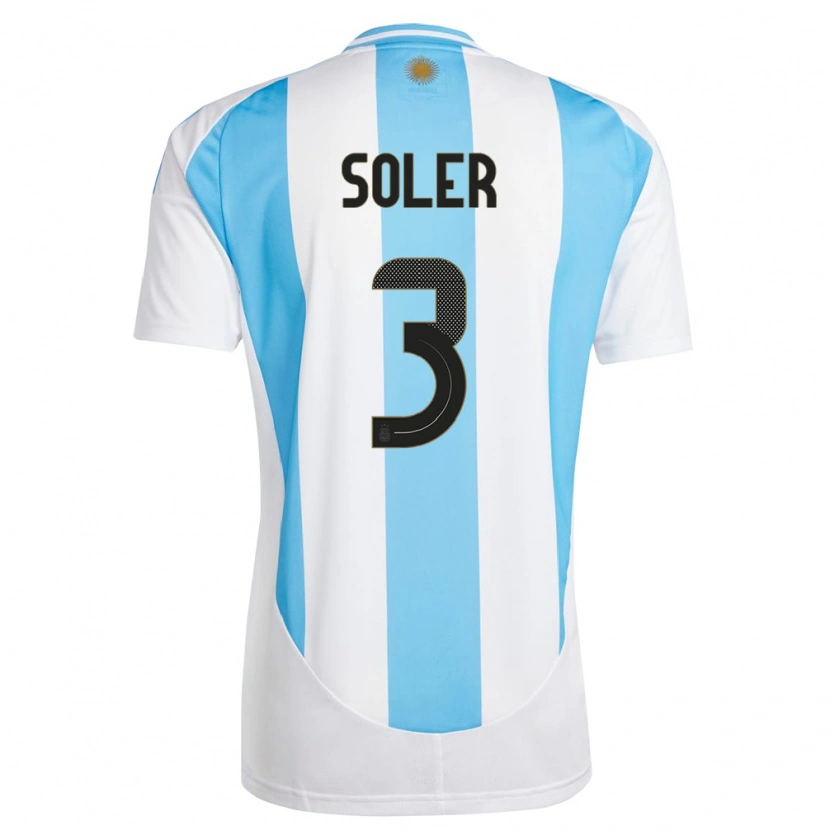 Danxen Bambino Maglia Argentina Julio Soler #3 Bianco Blu Kit Gara Home 24-26 Maglietta