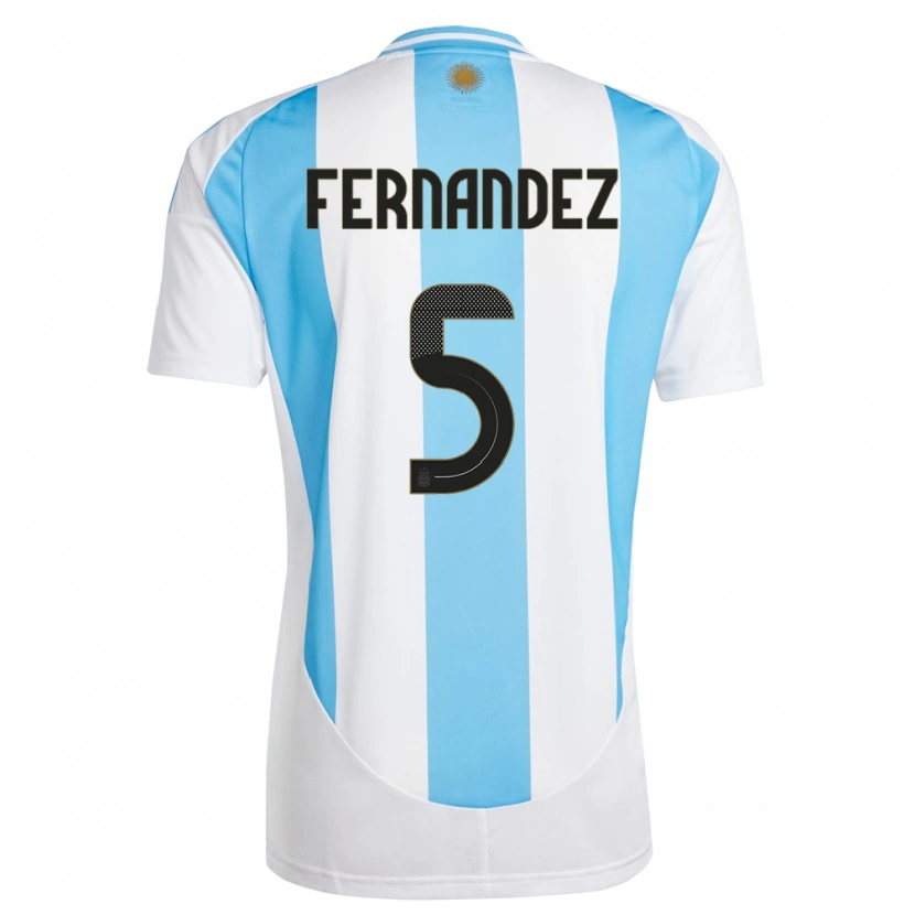Danxen Bambino Maglia Argentina Ezequiel Fernández #5 Bianco Blu Kit Gara Home 24-26 Maglietta