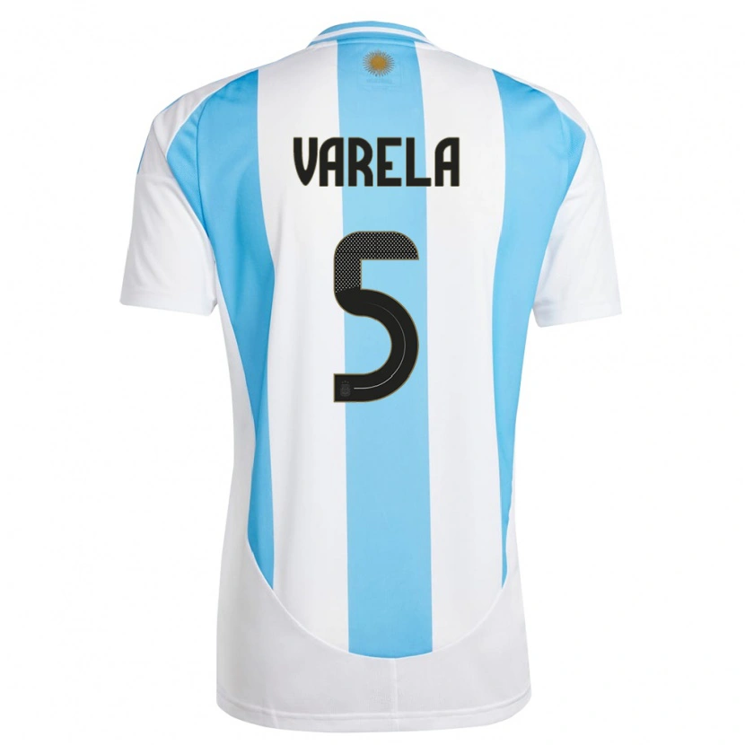 Danxen Bambino Maglia Argentina Alan Varela #5 Bianco Blu Kit Gara Home 24-26 Maglietta