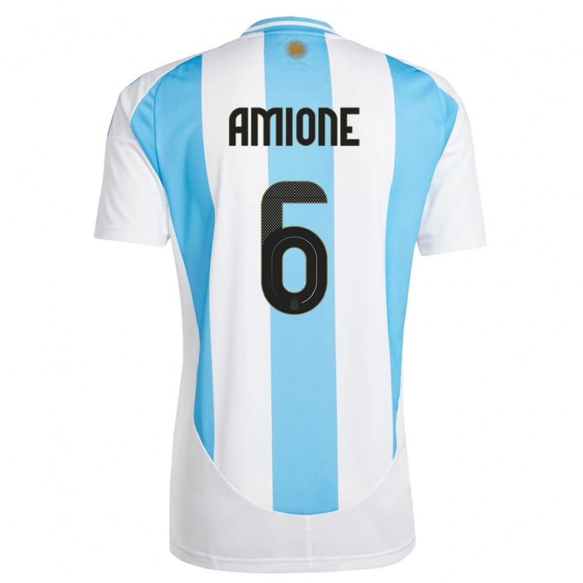Danxen Bambino Maglia Argentina Bruno Amione #6 Bianco Blu Kit Gara Home 24-26 Maglietta