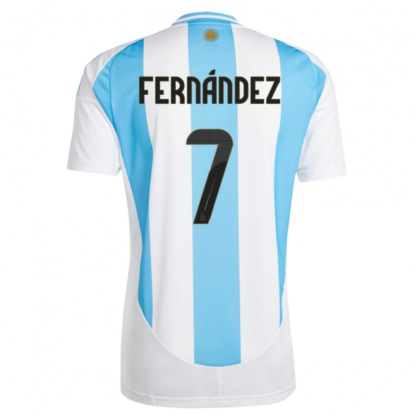 Danxen Bambino Maglia Argentina Thiago Fernández #7 Bianco Blu Kit Gara Home 24-26 Maglietta