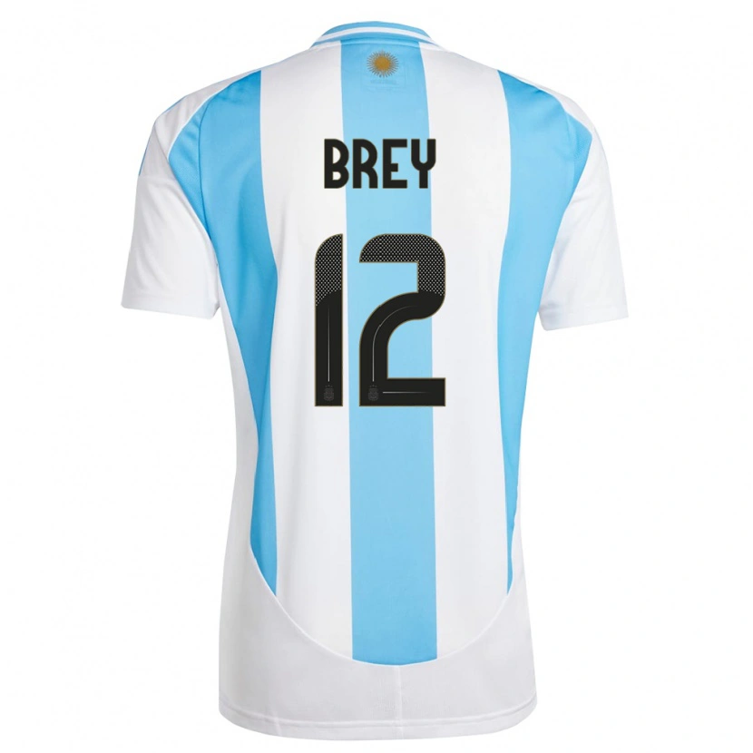 Danxen Bambino Maglia Argentina Leandro Brey #12 Bianco Blu Kit Gara Home 24-26 Maglietta
