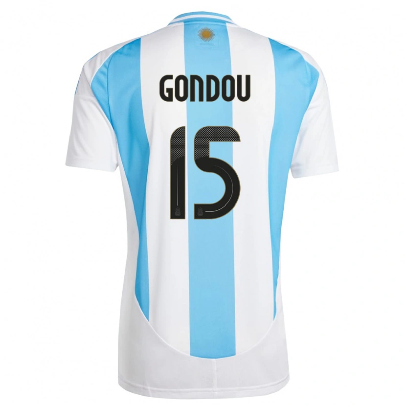 Danxen Bambino Maglia Argentina Luciano Gondou #15 Bianco Blu Kit Gara Home 24-26 Maglietta