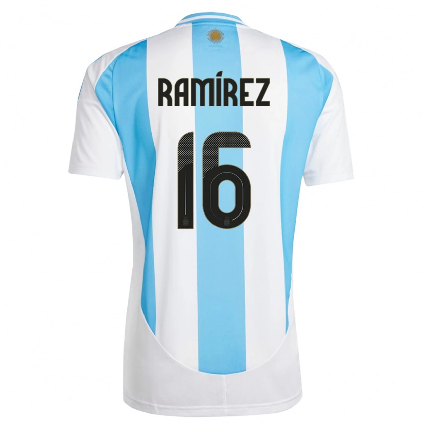 Danxen Bambino Maglia Argentina Tobías Ramírez #16 Bianco Blu Kit Gara Home 24-26 Maglietta