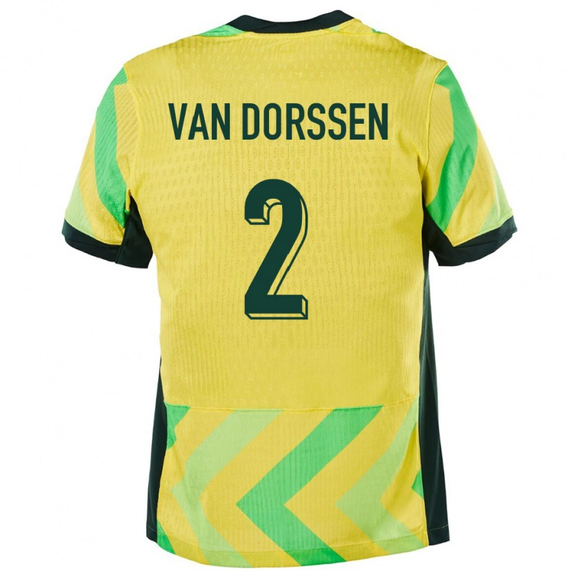 Danxen Bambino Maglia Australia Ben Van Dorssen #2 Oro Kit Gara Home 24-26 Maglietta