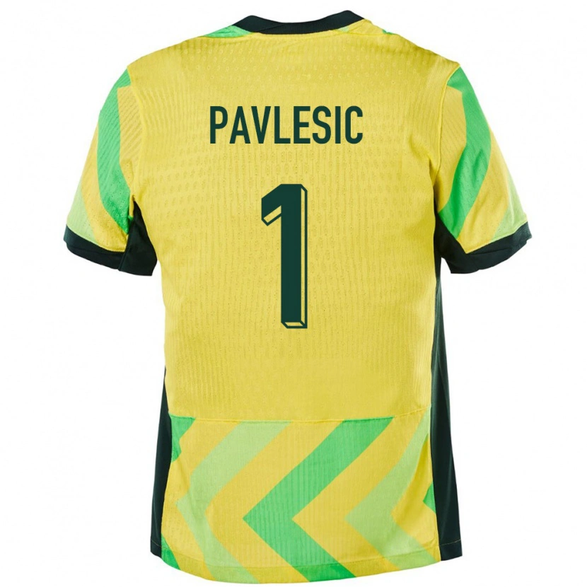 Danxen Bambino Maglia Australia Adam Pavlesic #1 Oro Kit Gara Home 24-26 Maglietta