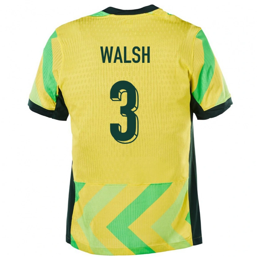Danxen Bambino Maglia Australia Daniel Walsh #3 Oro Kit Gara Home 24-26 Maglietta