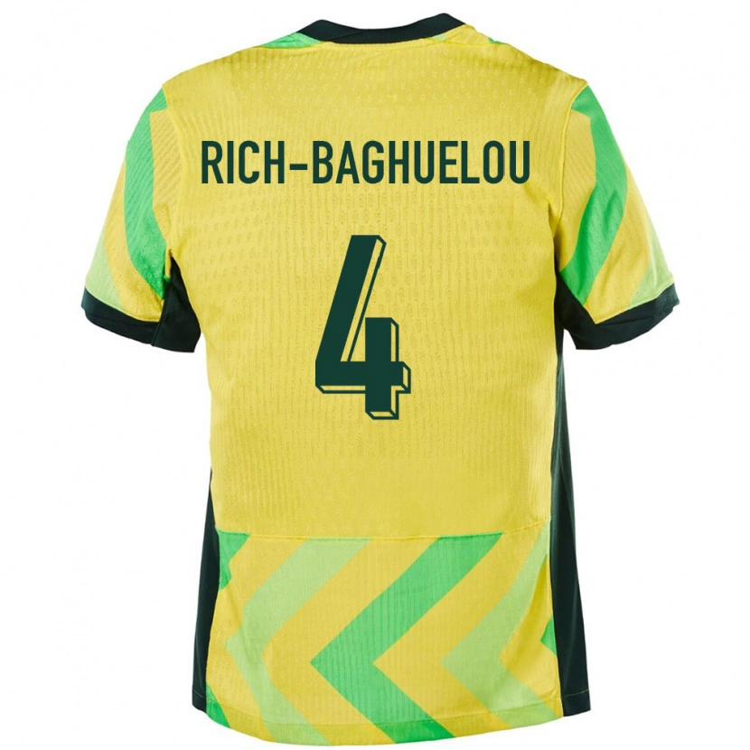 Danxen Bambino Maglia Australia Jay Rich Baghuelou #4 Oro Kit Gara Home 24-26 Maglietta