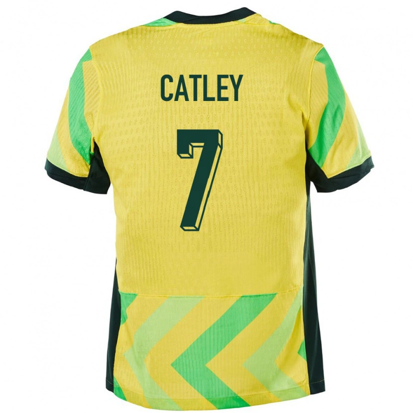 Danxen Bambino Maglia Australia Stephanie Catley #7 Oro Kit Gara Home 24-26 Maglietta