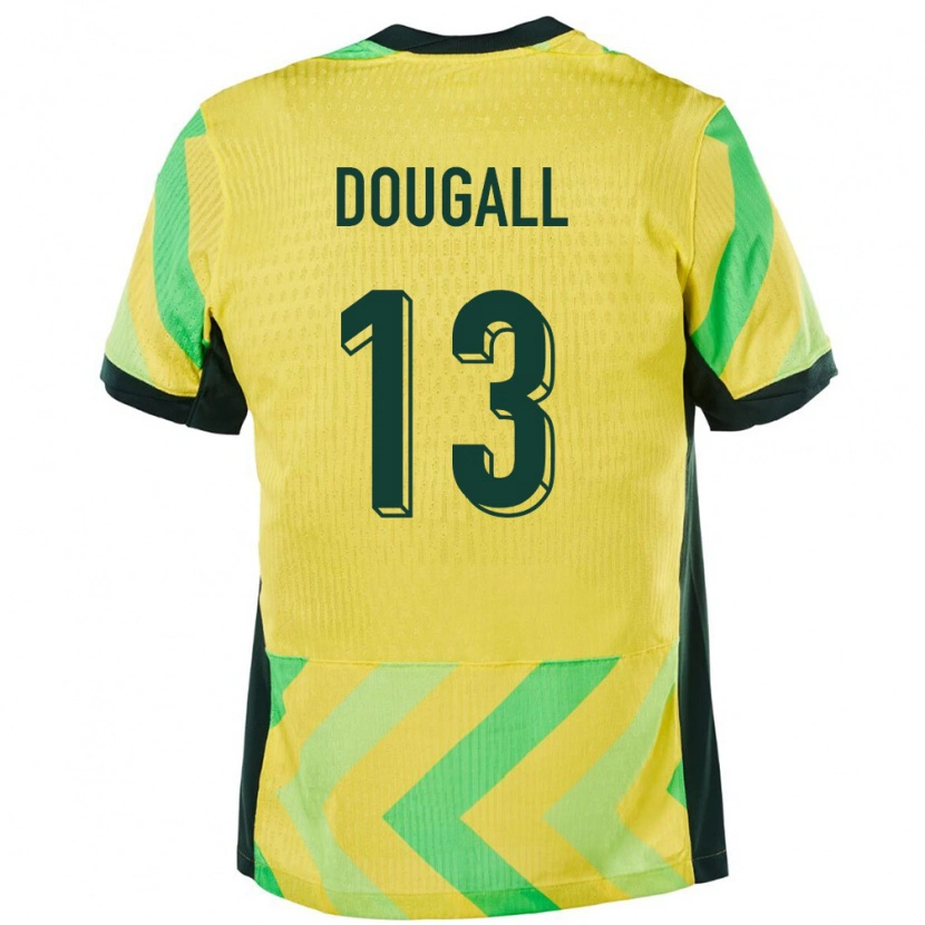 Danxen Bambino Maglia Australia Kenny Dougall #13 Oro Kit Gara Home 24-26 Maglietta