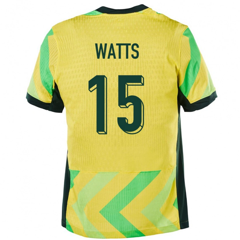 Danxen Bambino Maglia Australia Caleb Watts #15 Oro Kit Gara Home 24-26 Maglietta