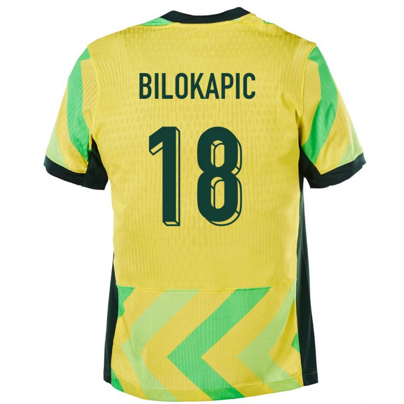 Danxen Bambino Maglia Australia Nicholas Bilokapic #18 Oro Kit Gara Home 24-26 Maglietta