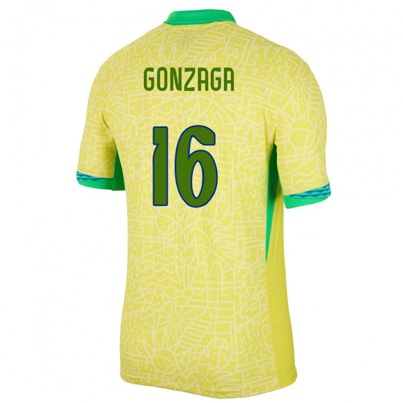 Danxen Bambino Maglia Brasile Rafael Gonzaga #16 Giallo Kit Gara Home 24-26 Maglietta