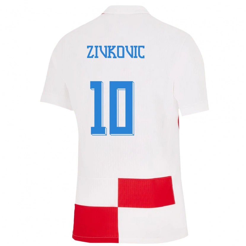 Danxen Bambino Maglia Croazia Filip Zivkovic #10 Bianco Rosso Kit Gara Home 24-26 Maglietta