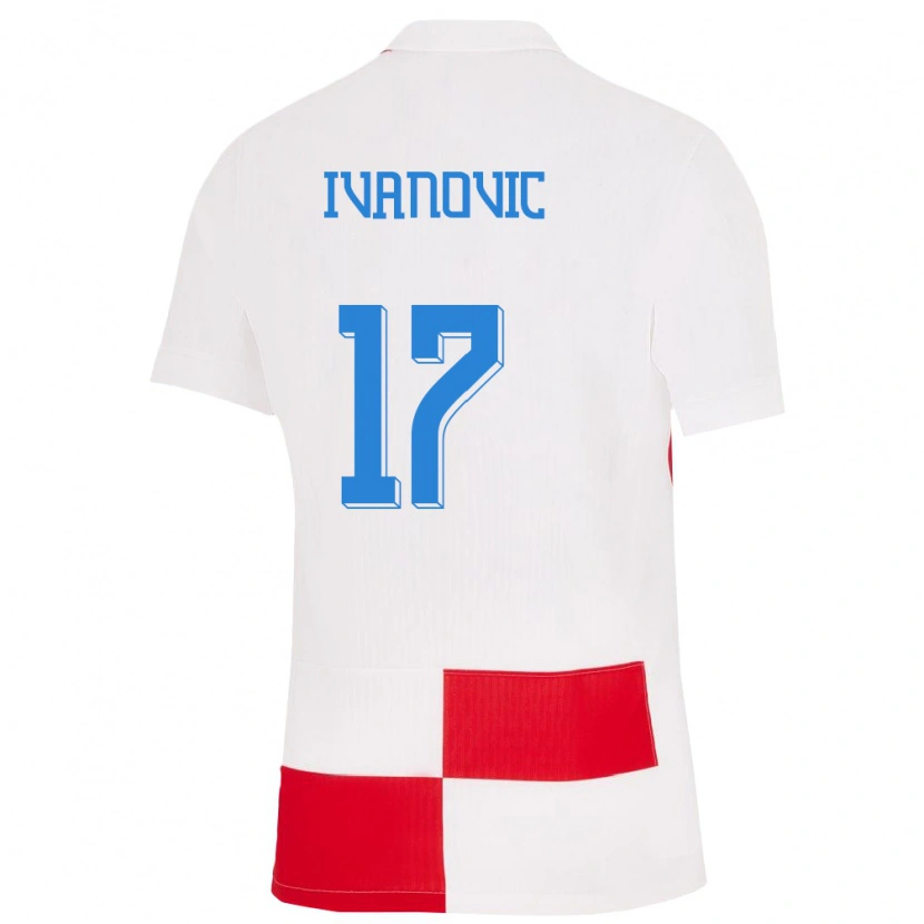 Danxen Bambino Maglia Croazia Franjo Ivanovic #17 Bianco Rosso Kit Gara Home 24-26 Maglietta