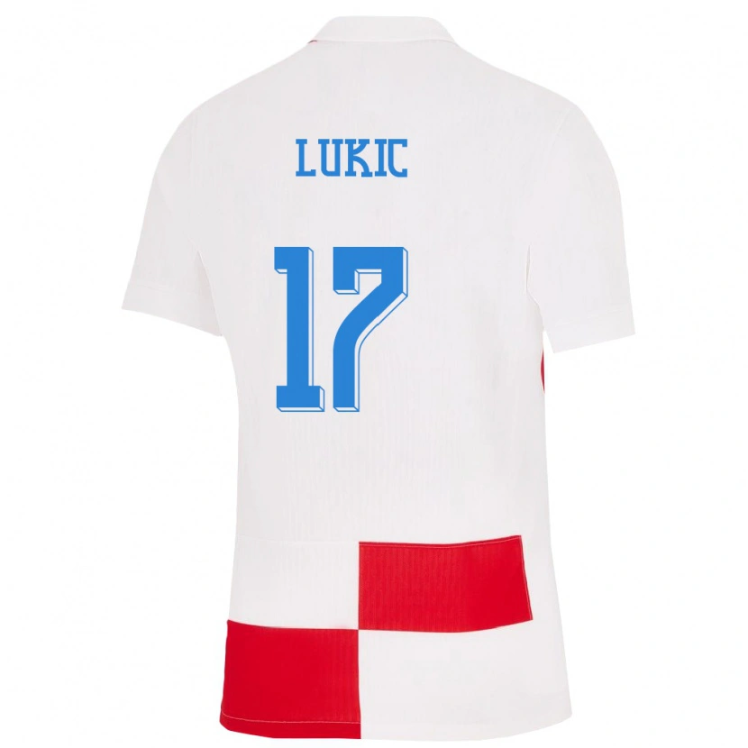 Danxen Bambino Maglia Croazia Oliver Lukic #17 Bianco Rosso Kit Gara Home 24-26 Maglietta