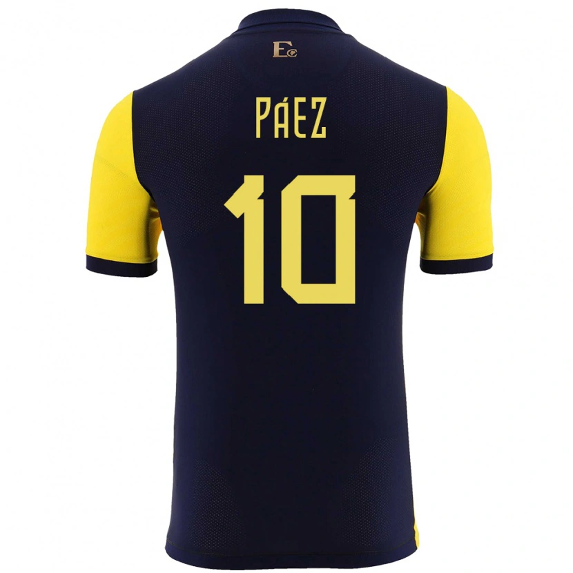 Danxen Bambino Maglia Ecuador Kendry Páez #10 Giallo Kit Gara Home 24-26 Maglietta