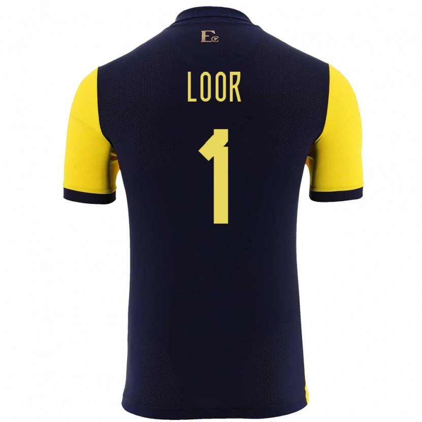 Danxen Bambino Maglia Ecuador Cristhian Loor #1 Giallo Kit Gara Home 24-26 Maglietta